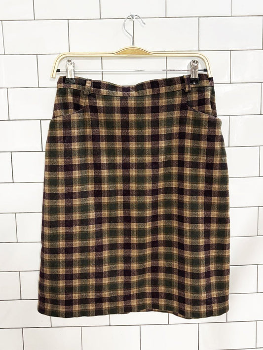 vintage 90s r&r wool - blend plaid mini skirt - good market thrift store