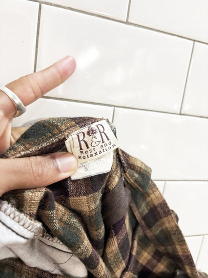 vintage 90s r&r wool - blend plaid mini skirt - good market thrift store