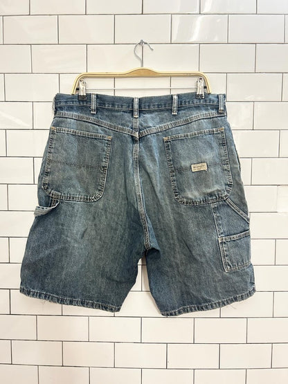 vintage 00s wrangler distressed denim carpenter shorts - good market thrift store