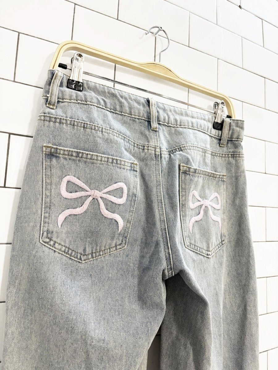 edikted y2k style ribbon pocket wide leg jeans - good market thrift store