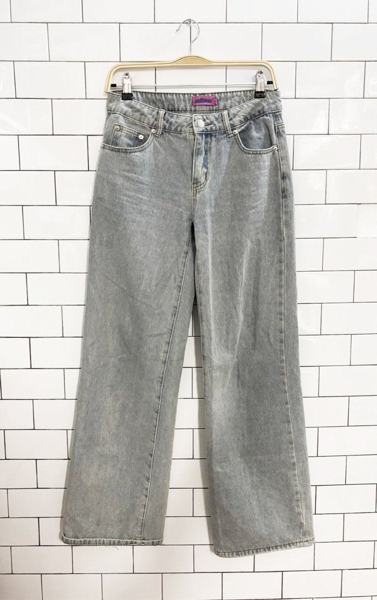 edikted y2k style ribbon pocket wide leg jeans - good market thrift store