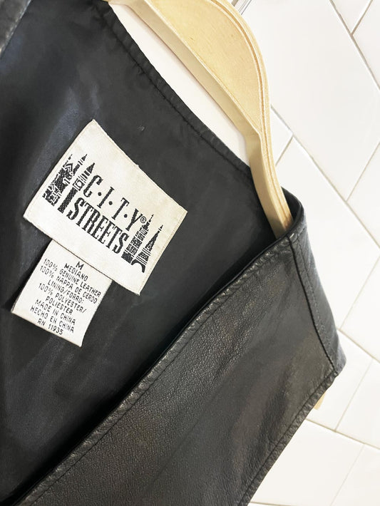 vintage 90s city streets leather full zip vest top