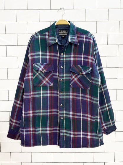 vintage national outfitters plaid lined shirt jacket - good market thrift store