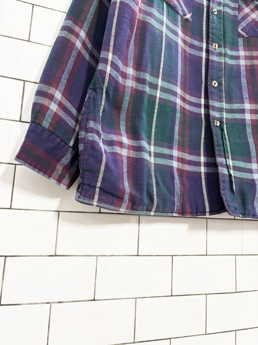 vintage national outfitters plaid lined shirt jacket - good market thrift store