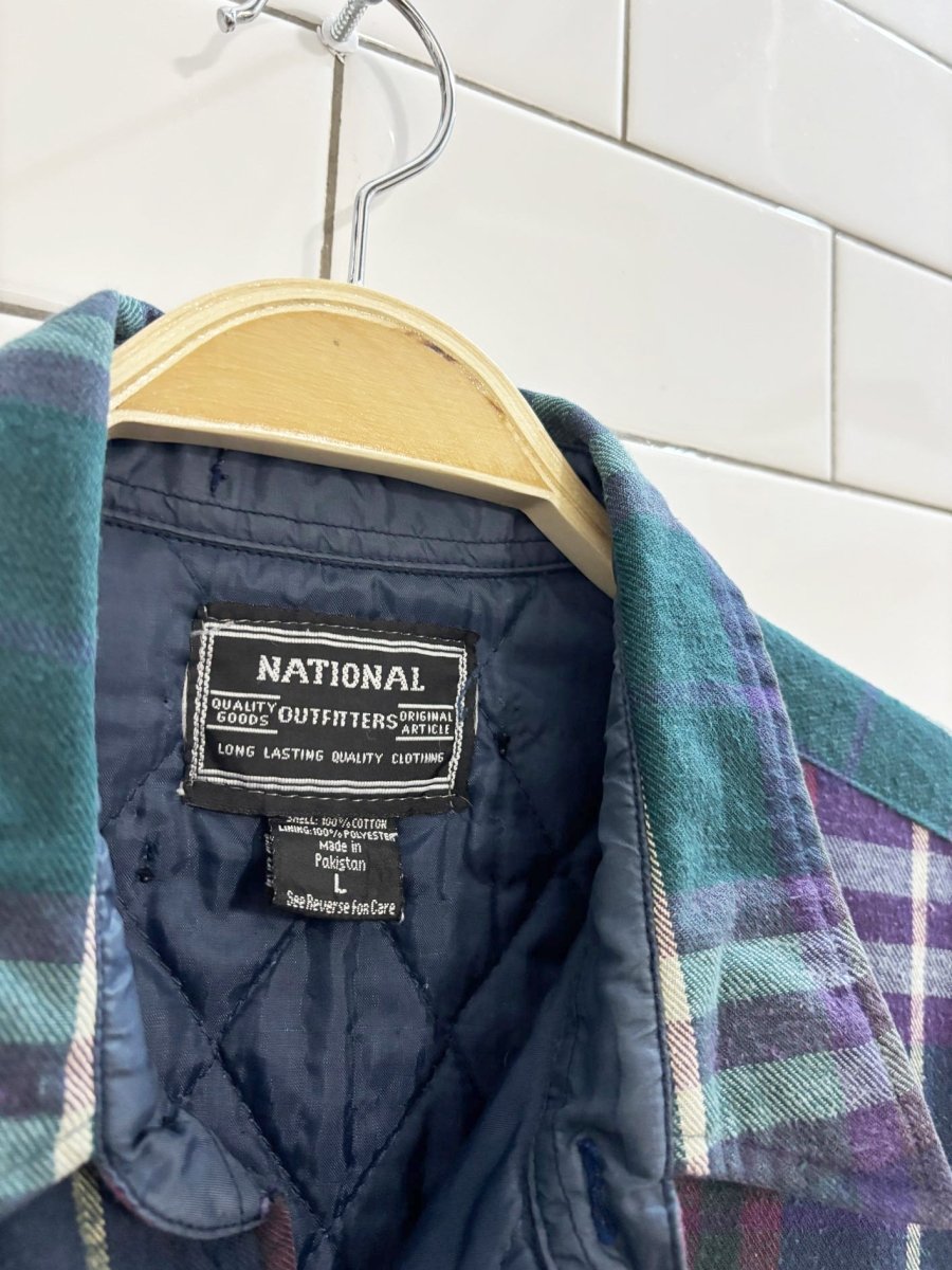 vintage national outfitters plaid lined shirt jacket - good market thrift store