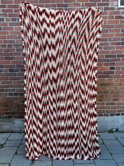 handmade knit chevron fall colours throw blanket - good market thrift store