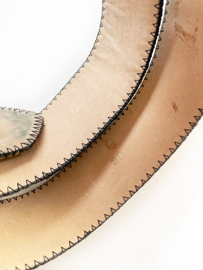 vintage salvatore ferragamo belt buckle with vintage boho patchwork leather belt - good market thrift store