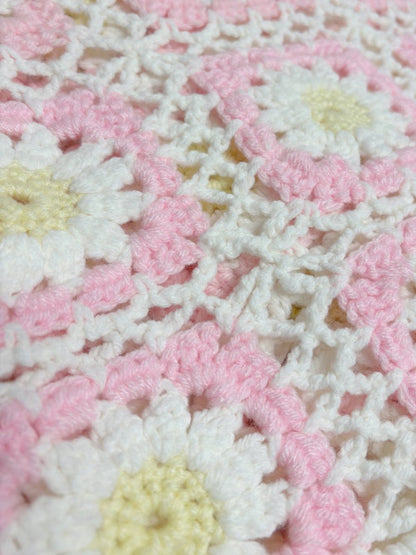handmade daisy flower square crochet blanket - good market thrift store