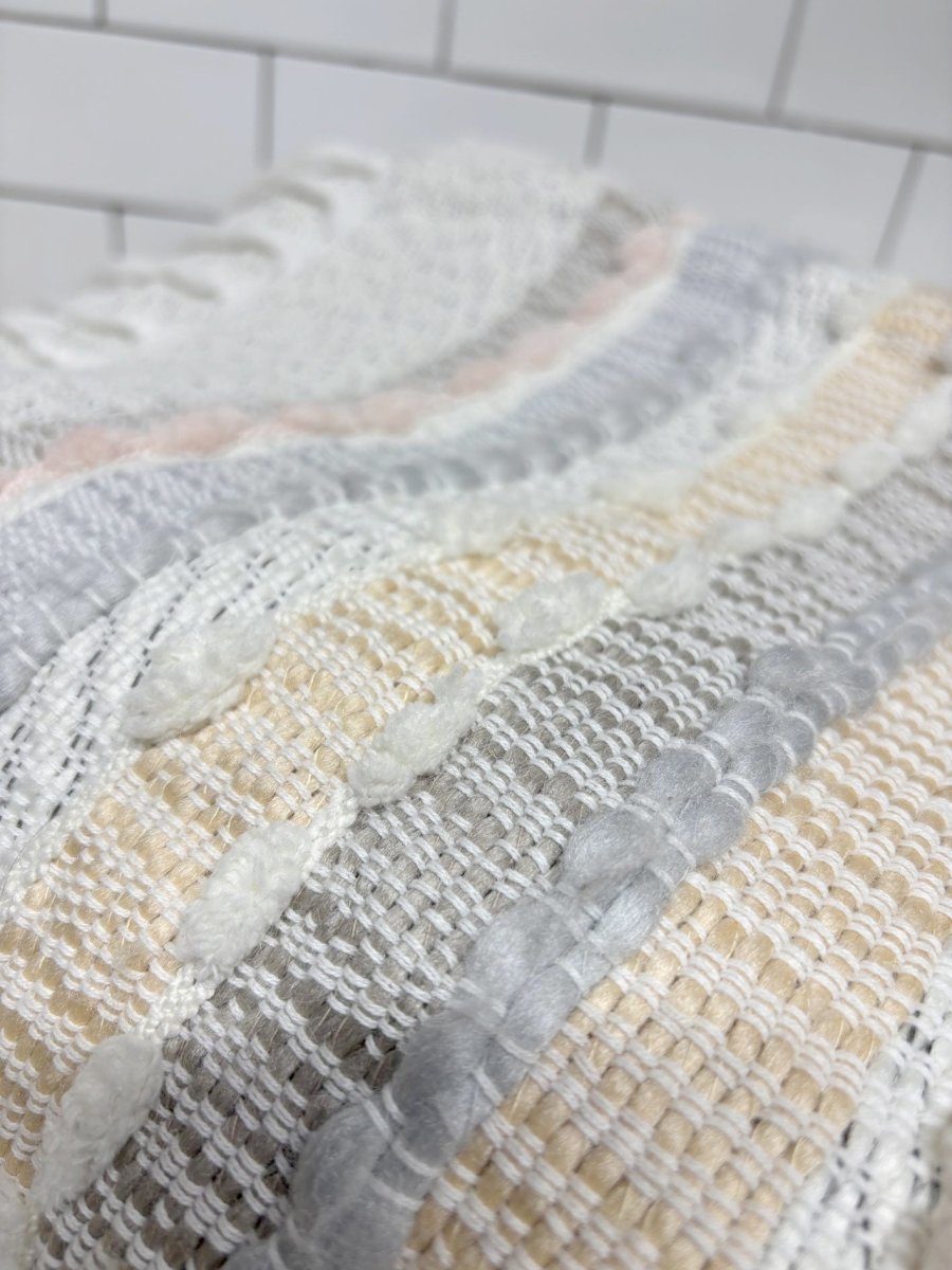 alex and zoe boho woven fringe edge throw blanket - good market thrift store