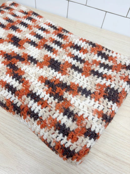 handmade knit chevron fall colours throw blanket - good market thrift store