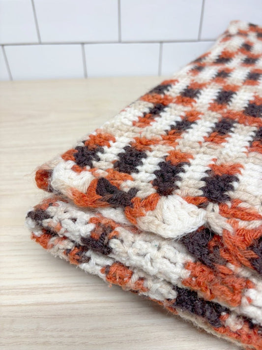handmade knit chevron fall colours throw blanket - good market thrift store