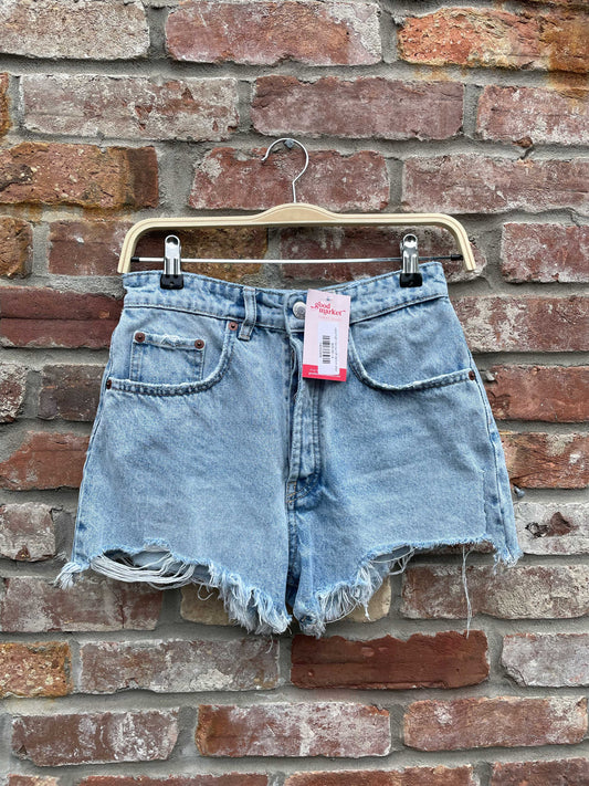 zara high rise cut off denim shorts