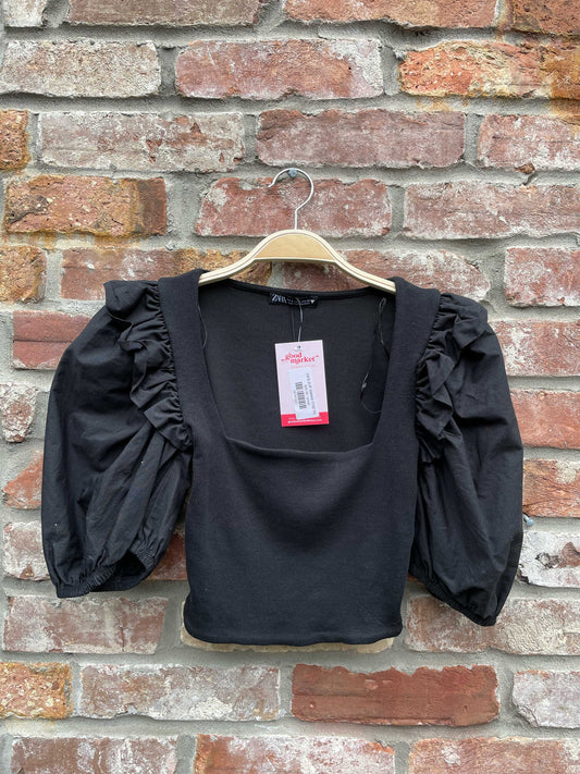 zara puff sleeve crop top