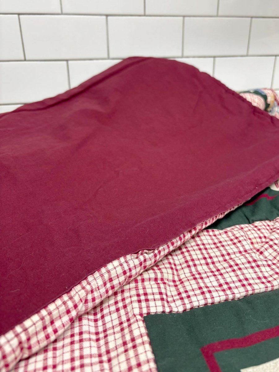 vintage 00s handmade quilt star country plaid throw blanket - good market thrift store