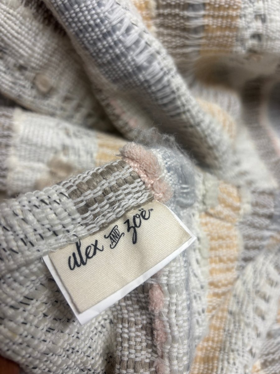 alex and zoe boho woven fringe edge throw blanket - good market thrift store