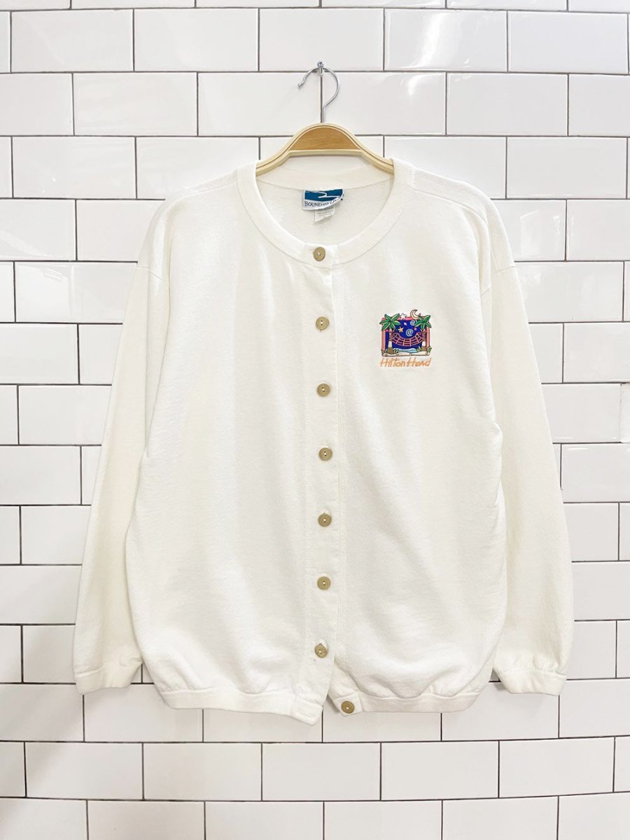 vintage 90s hilton head beach nights cardigan sweatshirt | made in USA | boundary line - good market thrift store