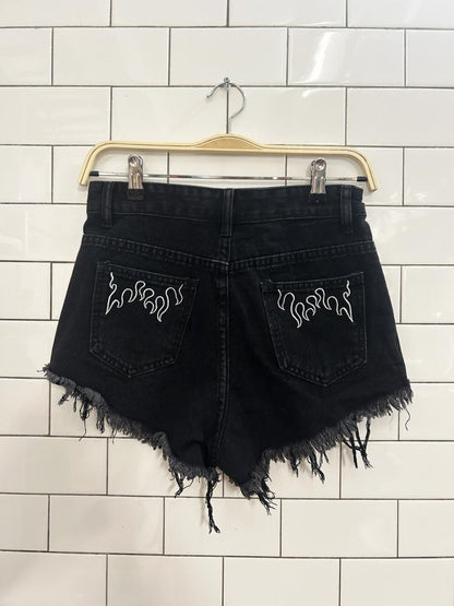 shein cut off flame pocket denim shorts - good market thrift store