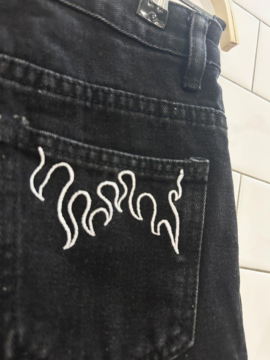 shein cut off flame pocket denim shorts - good market thrift store