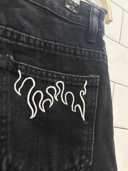 shein cut off flame pocket denim shorts - good market thrift store