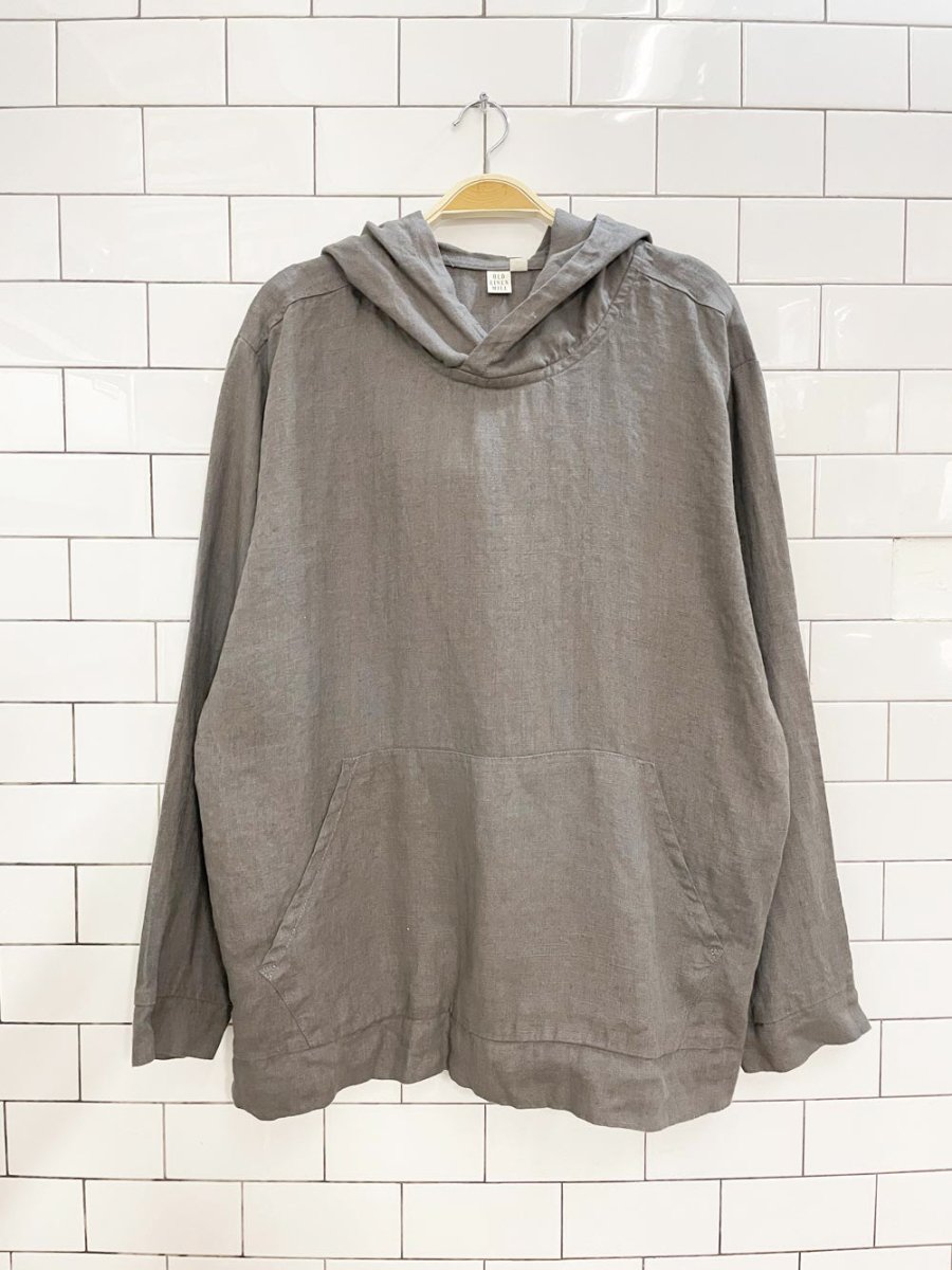 old linen mill 100% linen relaxed hoodie - good market thrift store