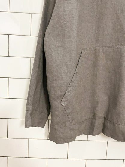 old linen mill 100% linen relaxed hoodie - good market thrift store