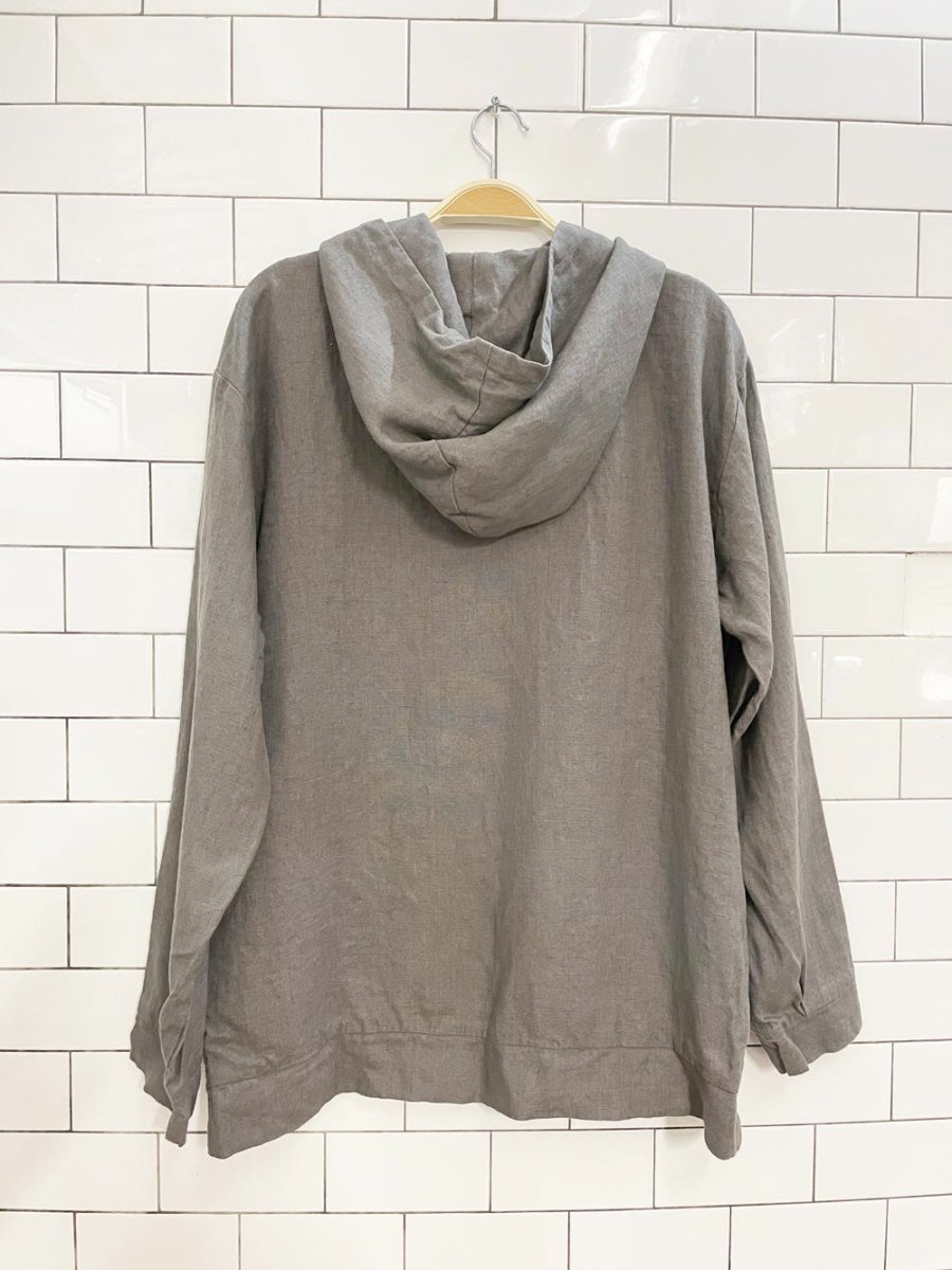 old linen mill 100% linen relaxed hoodie - good market thrift store