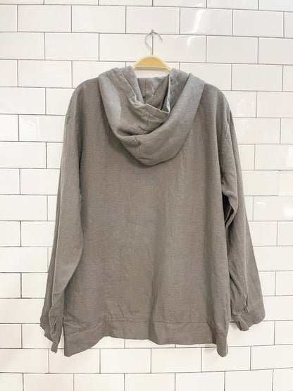 old linen mill 100% linen relaxed hoodie - good market thrift store