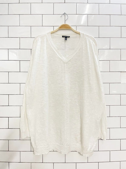 eileen fisher organic linen - cotton blend slub knit top - good market thrift store