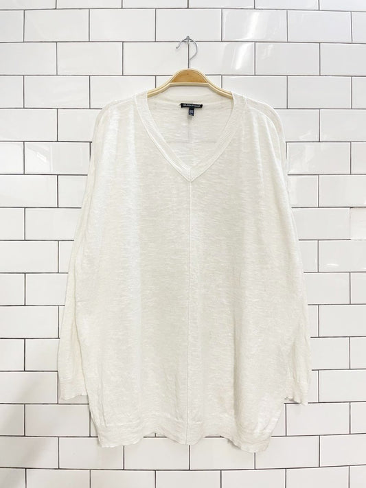 eileen fisher organic linen - cotton blend slub knit top - good market thrift store