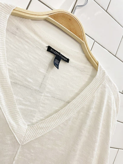 eileen fisher organic linen - cotton blend slub knit top - good market thrift store