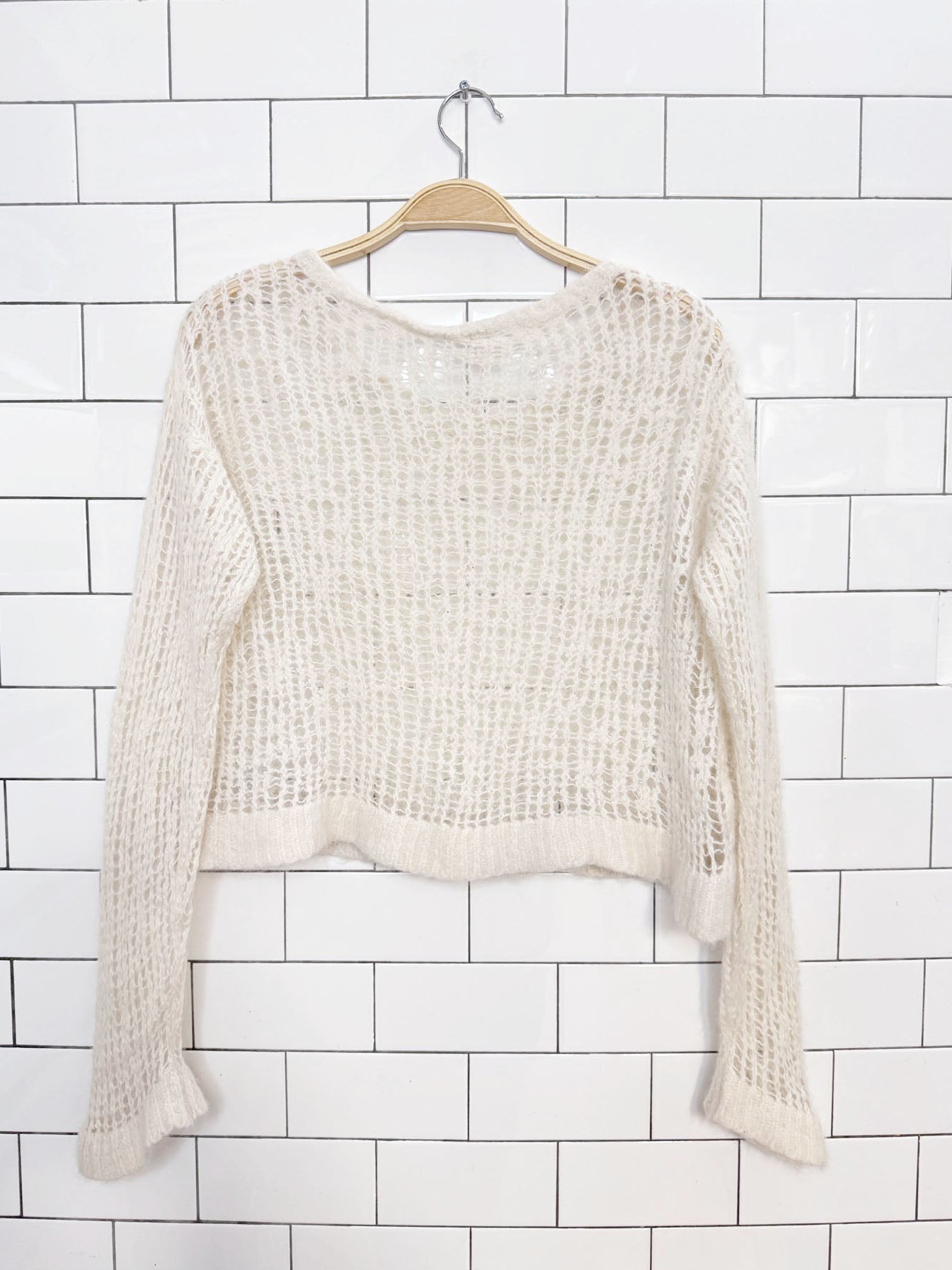 free people alpaca-wool open knit cropped sweater