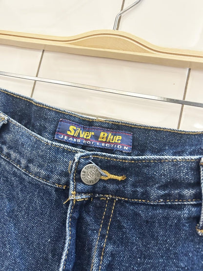 vintage 00s silver blue baggy denim long shorts - good market thrift store