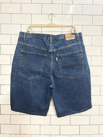 vintage 00s silver blue baggy denim long shorts - good market thrift store