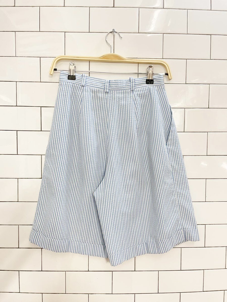 vintage david walcott seersucker pleated long short - good market thrift store