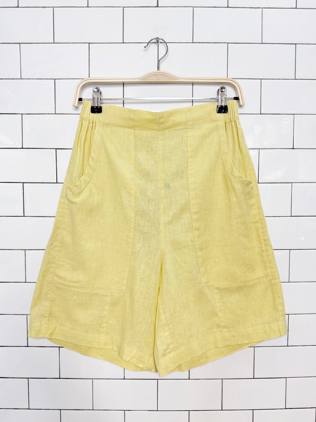 nwt free people linen-blend high rise trouser shorts