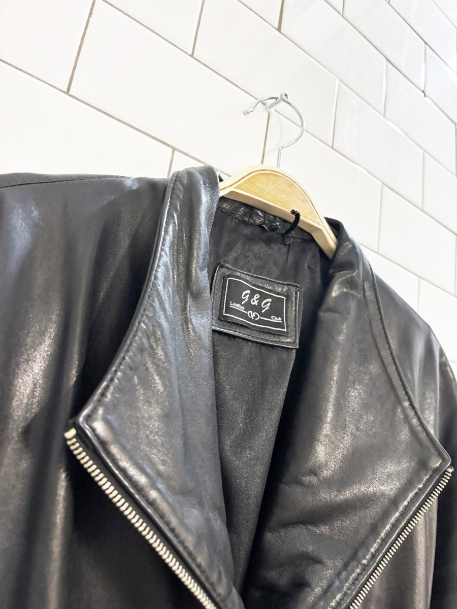 vintage 90s g&g leather club belted butter leather jacket - good market thrift store