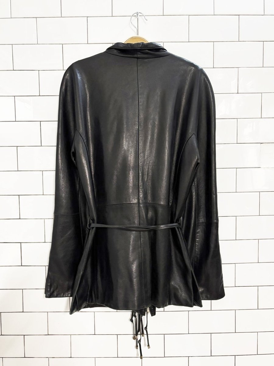 vintage 90s g&g leather club belted butter leather jacket - good market thrift store