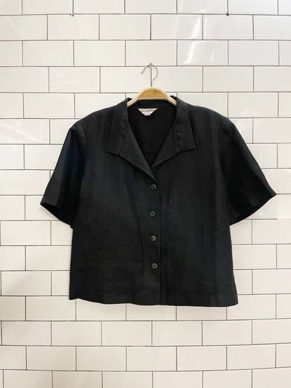 vintage ann santolupe 100% linen short sleeve shirt - good market thrift store