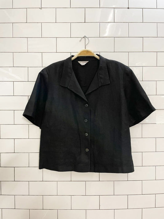 vintage ann santolupe 100% linen short sleeve shirt - good market thrift store