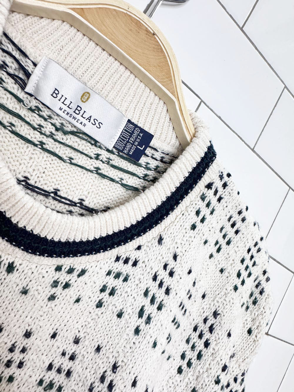 vintage 90s bill blass hand-framed soft knit cotton sweater | made in USA