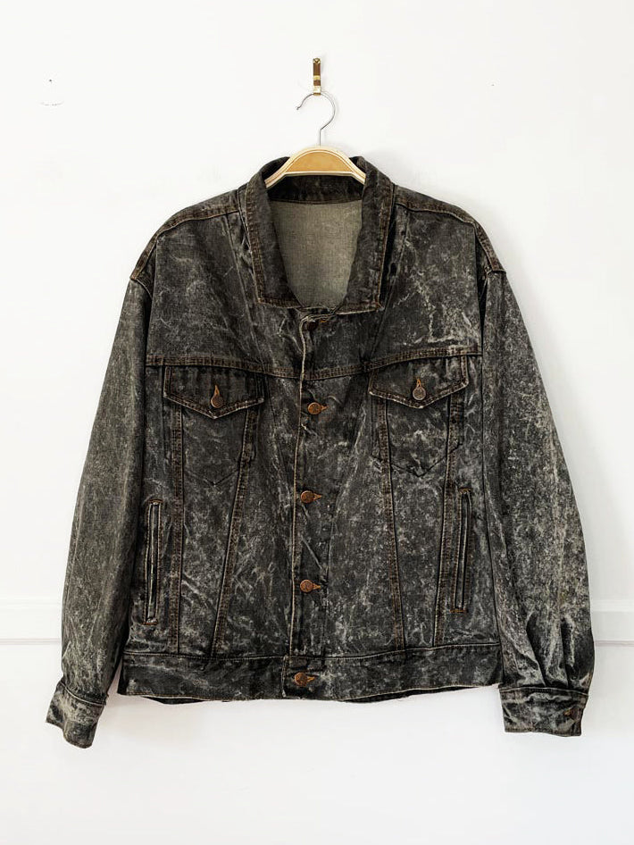 vintage 90s exit acid wash oversized denim trucker jacket | made in Canada