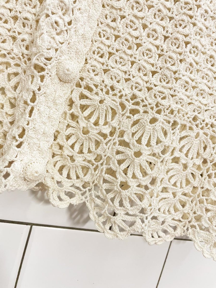 vintage 70s crochet cardigan top - good market thrift store