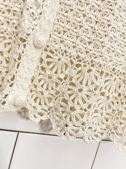 vintage 70s crochet cardigan top - good market thrift store