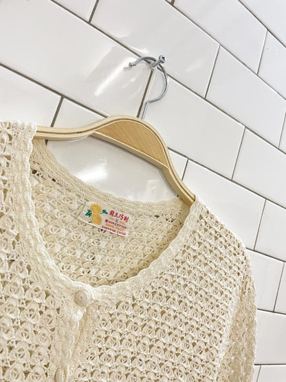 vintage 70s crochet cardigan top - good market thrift store