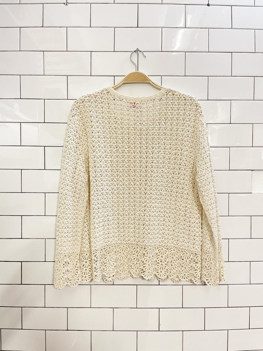 vintage 70s crochet cardigan top - good market thrift store