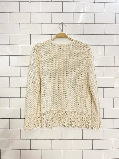 vintage 70s crochet cardigan top - good market thrift store