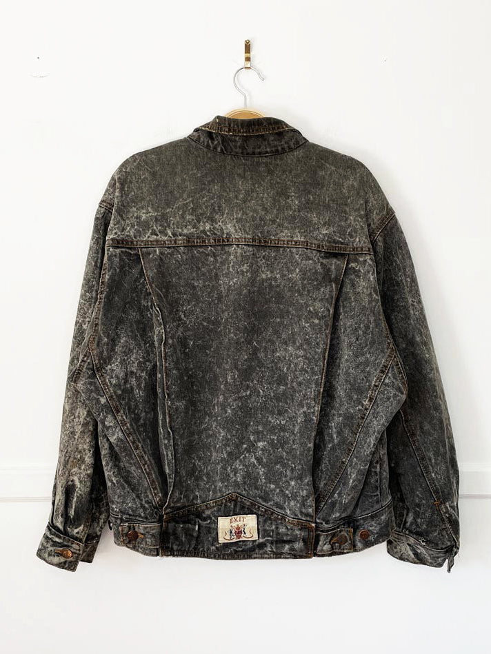 vintage 90s exit acid wash oversized denim trucker jacket | made in Canada