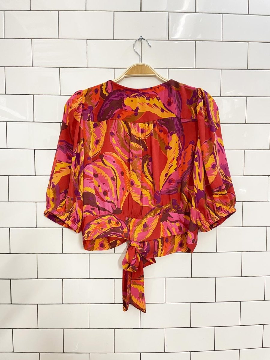 joie abstract floral wrap crop blouse - good market thrift store