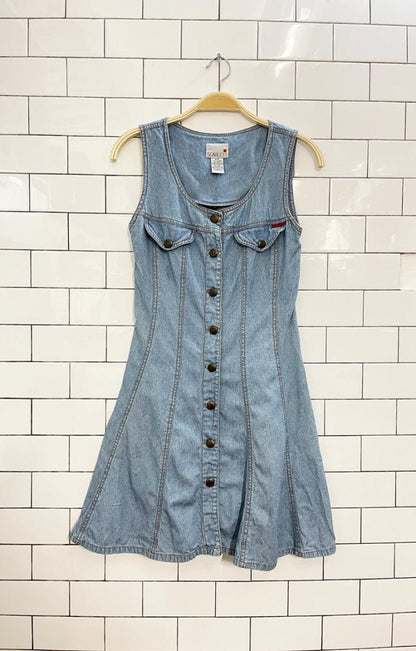 vintage 90s scarlett denim jumper mini dress - good market thrift store