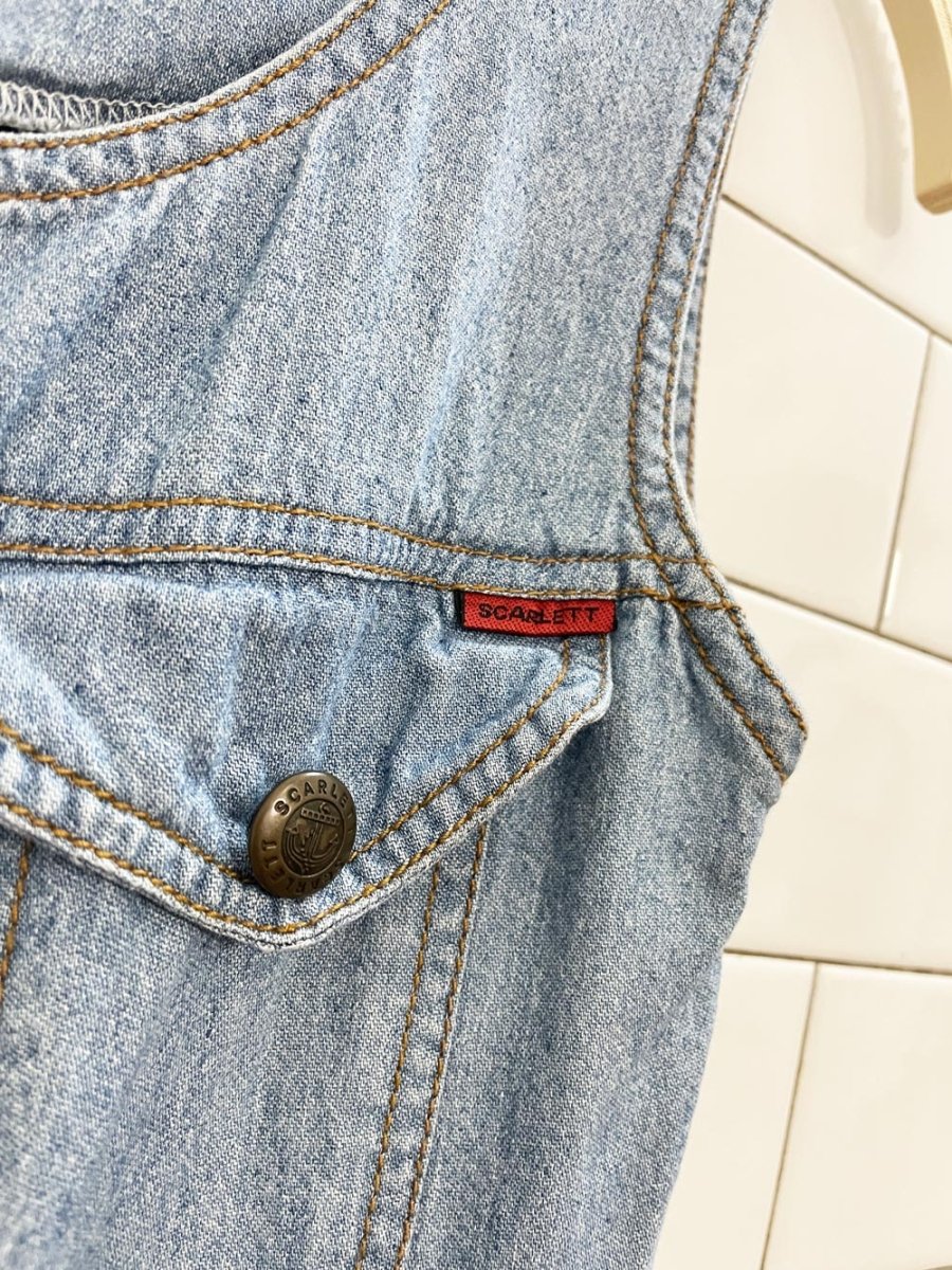 vintage 90s scarlett denim jumper mini dress - good market thrift store